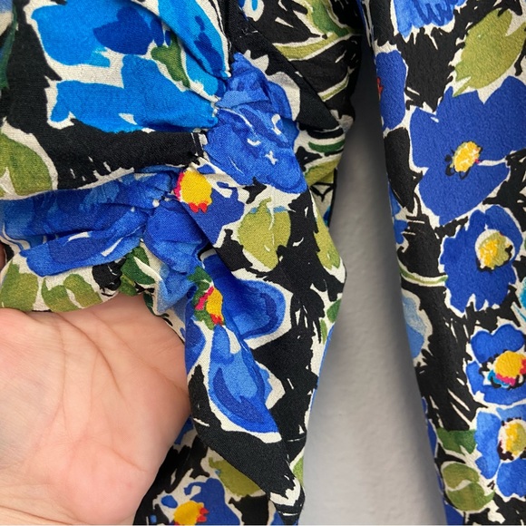 New Zara Floral Print One Sleeve Asymmetrical Cropped Too Size Small - Picture 7 of 16